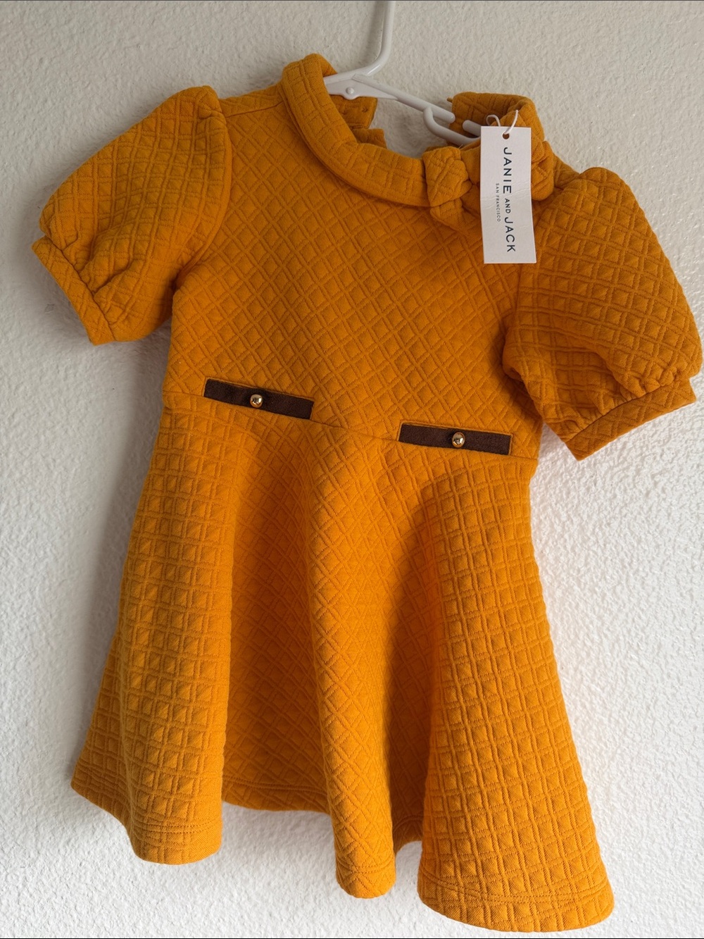 Janie and Jack Girls' Golden Mustard Quilted Fit-and-Flare Dress